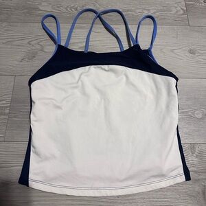 Vintage Y2K Athletic Works Navy Blue White Criss Cross Strappy Tank Top, XL